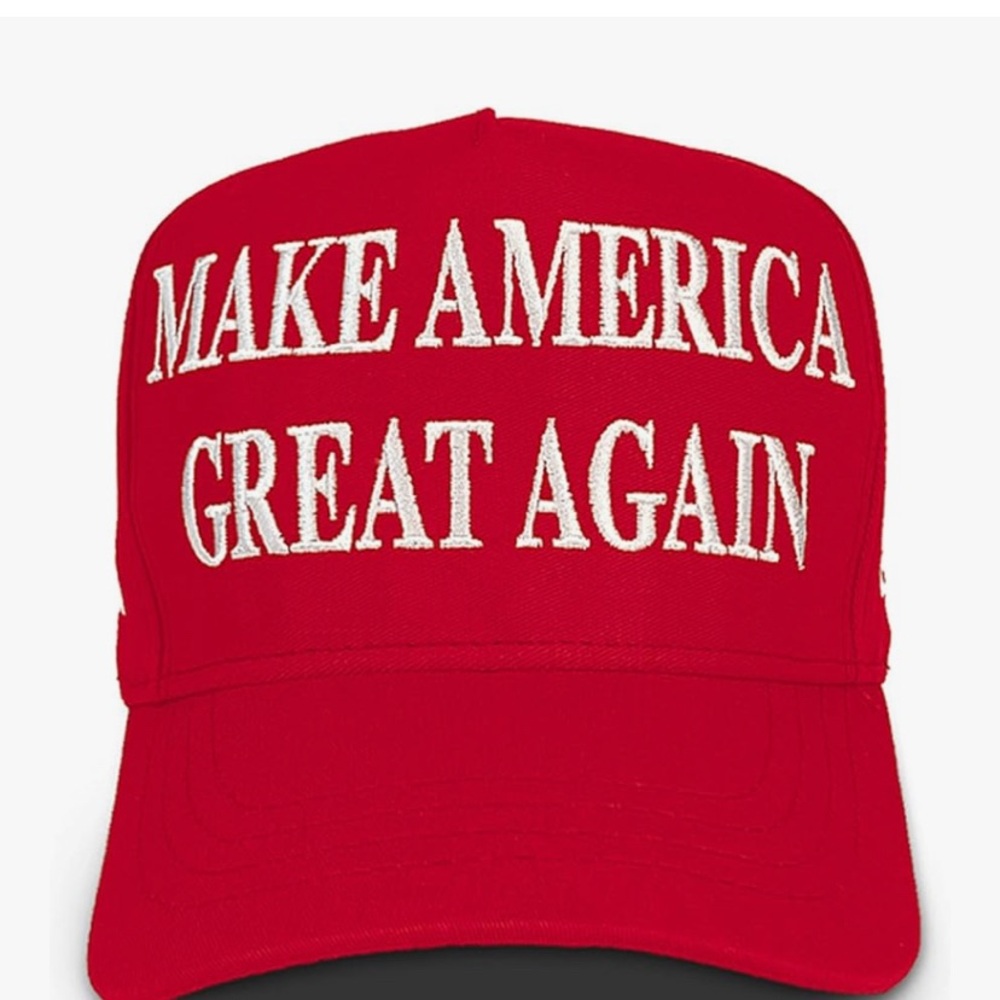 Red and White Baseball Hat with Bold Text